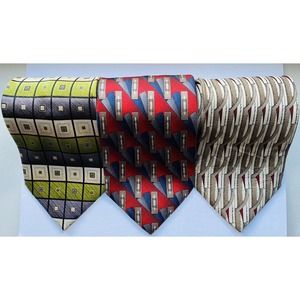 Multicolor Silk Ties Kilburne & Finch, J Z Richards, Antonia Geometric Lot Of 3